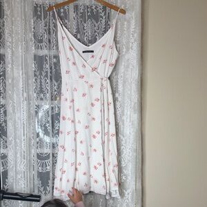 Abercrombie & Fitch White Midi Dress with Pink Floral Print